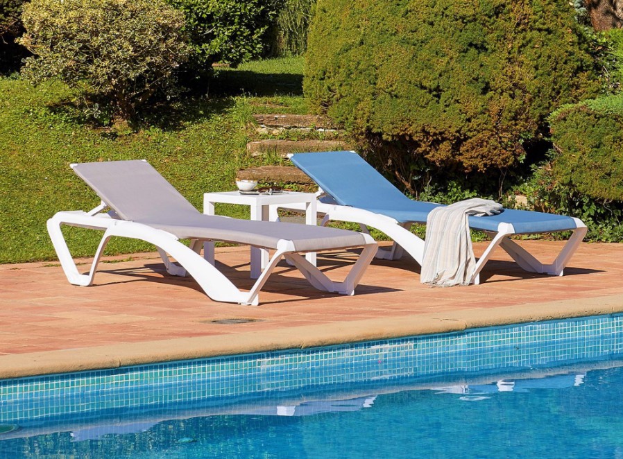 Pack 2 Tumbonas MARINA CLUB Blanco - Azul 2