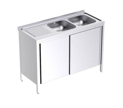 Fregadero Puertas Correderas 2 Cubas Esc Izq 120X50X85