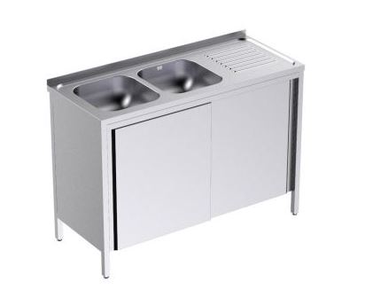 Fregadero Puertas Correderas 2 Cubas Esc Dcha 135X50X85