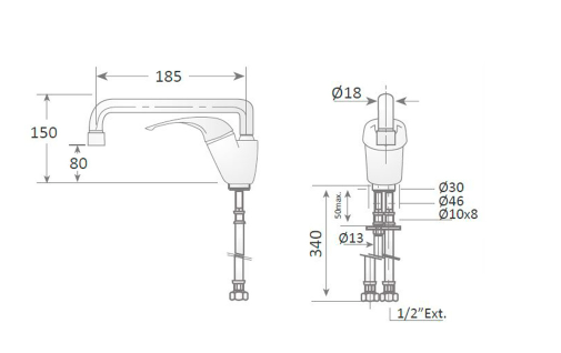 GRIFO MONOMANDO GASTROEQUIP 1