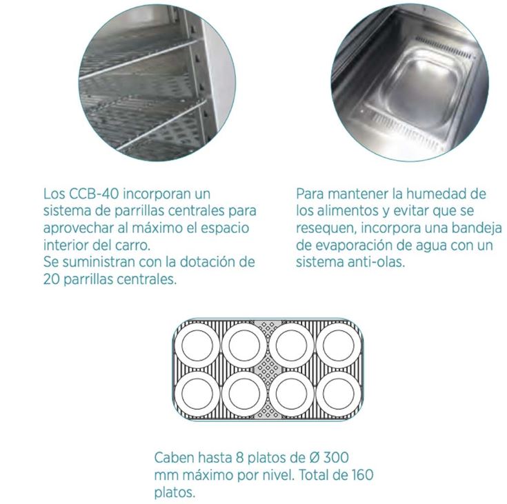 Carro Caliente para 40 bandejas GN 2/1, Mod. CCB-40 2