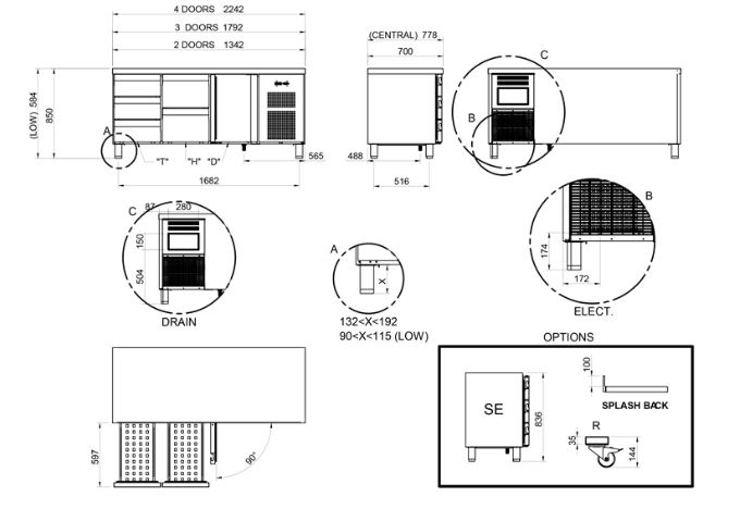 Mesa refrigerada Gastronorm GN 1/1, Mod. MPG-225 HC PC 1