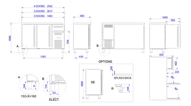 Mesa Snack Refrigerada, Mod. FMPS-150 HC NEGRO PC 1