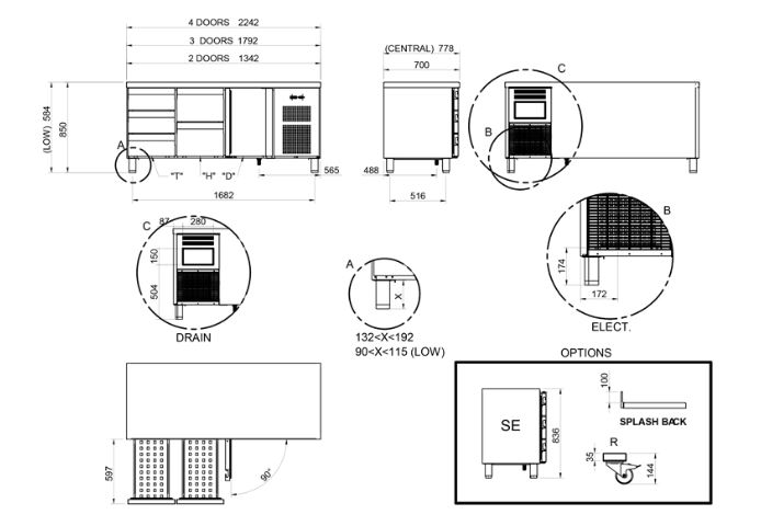 Mesa refrigerada Gastronorm GN 1/1 + Fregadero, MPGF-135 HC 1