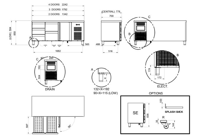 Mesa refrig. Gastronorm GN 1/1 + Puerta Pasante MPGC-225 HC 1