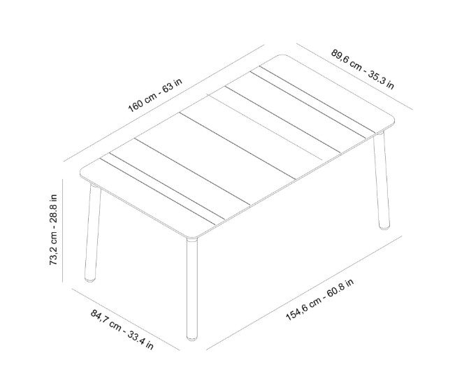 Mesa NOA Cuadrada 160x90 Pie Blanco - Tablero Blanco 1