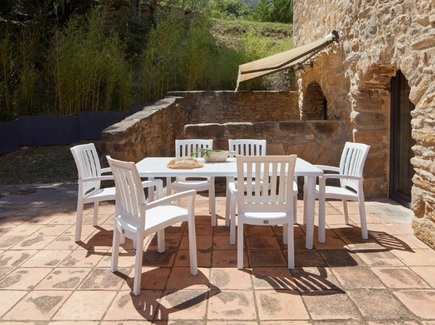 Mesa OLOT Rectangular Exterior 180x90 en Blanco 3