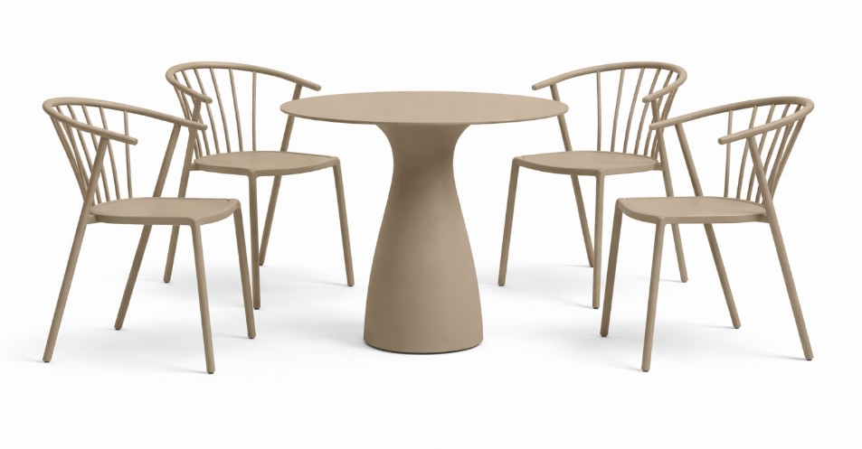 Conjunto 4 Sillas y Mesa para Exterior WOODY + BAOBAB