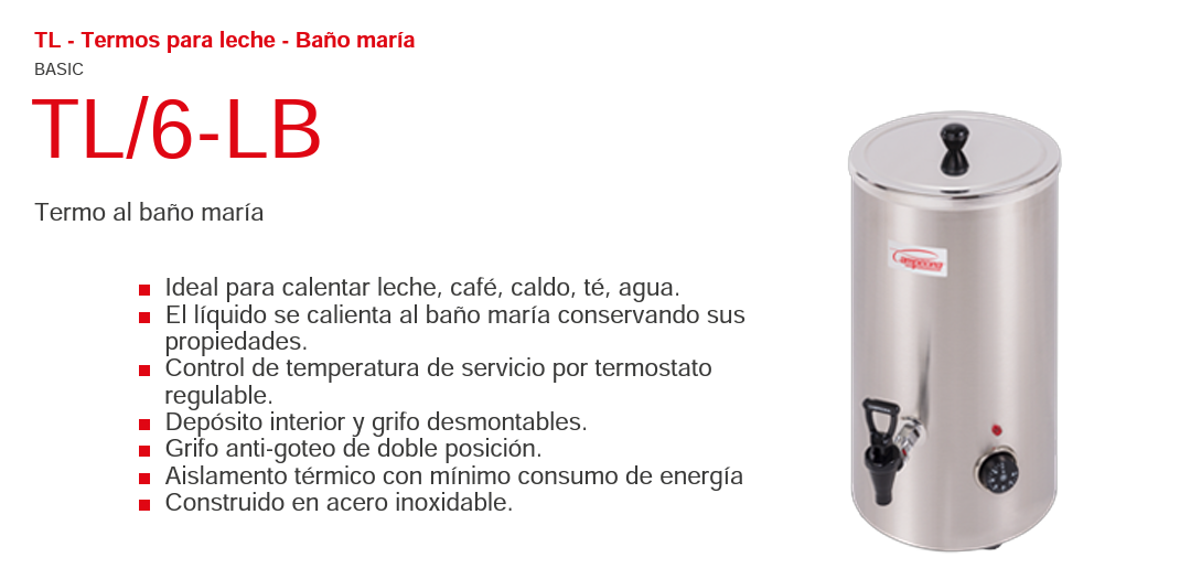 Termo al baño maría 6 litros TL/6-LB 1