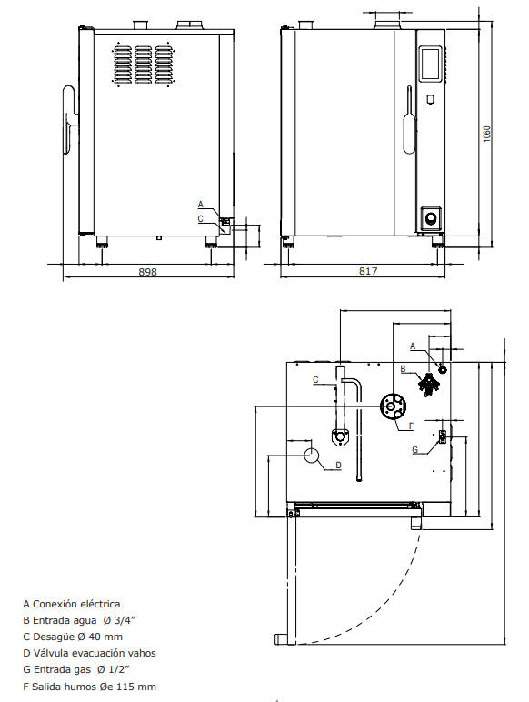 Horno mixto directo programable a gas LEVEL-UP 2