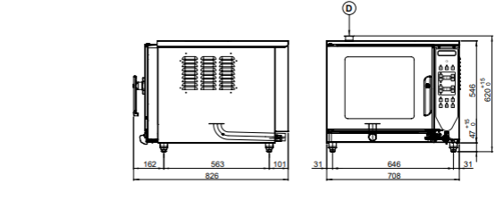 HORNOS CONVECCIÓN-VAPOR MIXTO DIRECTO 10 GN 1/1 ELECTRÓNICO 710 x