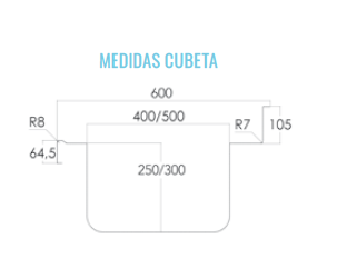 Fregadero 1400x600x850 2 cubas 1 escurridor sin estante 1