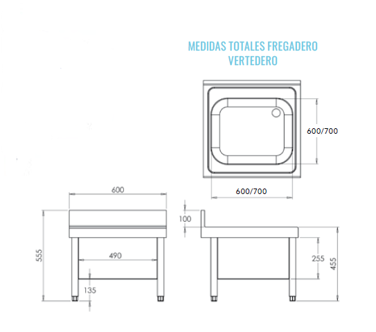 Fregadero Vertedero De 60X60X55 CM MOD FBV66055 1