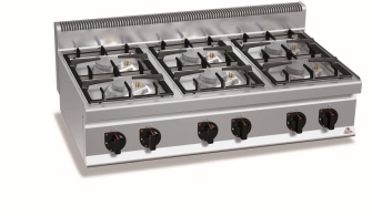 Cocina A Gas 6 Fuegos G7F6BP Max Power Sobremesa