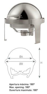 Chafing Dish Redondo Tapa Roll Top 6 Litros