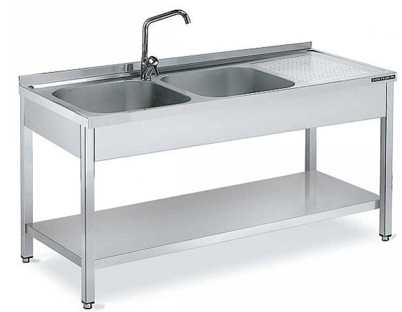 Fregadero 2 Cubas Con Escurrid Or Derecha De 1600X700X850 MM