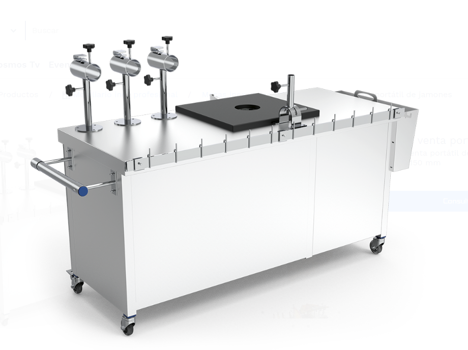 Mesa de inox punto de venta pórtatil de jamones