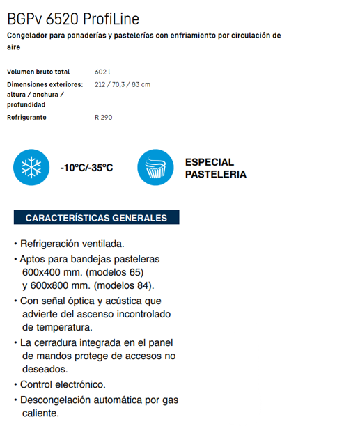 Congelador vertical pastelería y panadería Mod BGPV 6520 2