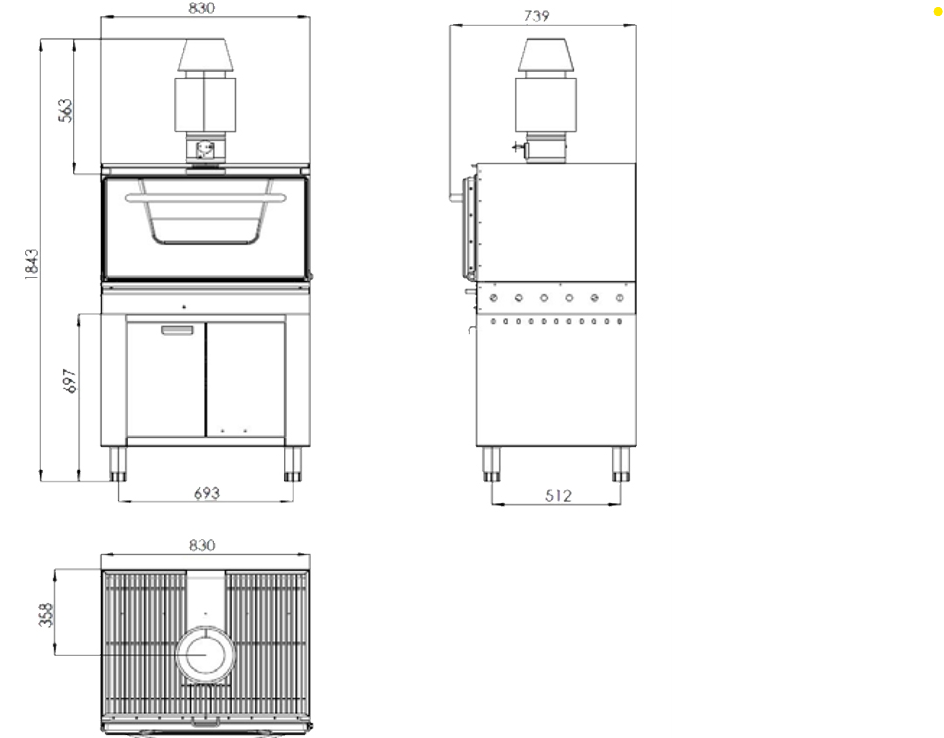 Horno de brasas 830x739x583 HB-70-A 1