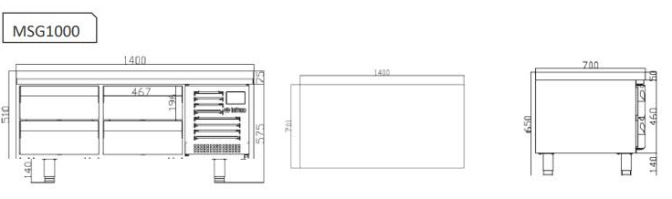 Mesa Snack GN MSG 1000 Refrigerada 1000X650X640 1