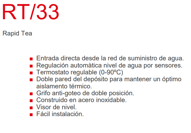 Calentador de agua automático Rapid tea-Boiler 33 litros 1