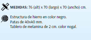 Mesa baja Troya estructura negra color roble claro 70x70 1