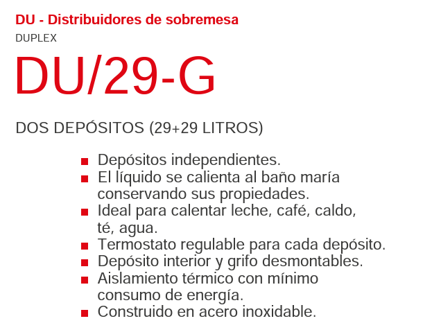 Termo baño maría dos depósitos 29L+29L DU/29-G 1